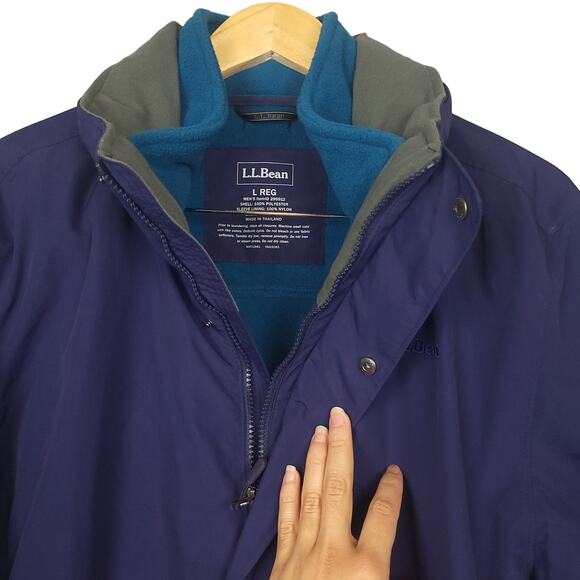 L.L. Bean Men's 3 in 1 Jacket Sz Large Hooded Parka w/ Removable Fleece Jacket - Picture 4 of 16